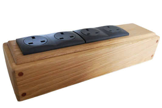 HiFi In Touch Solid Oak Mains Distribution Block 4 way