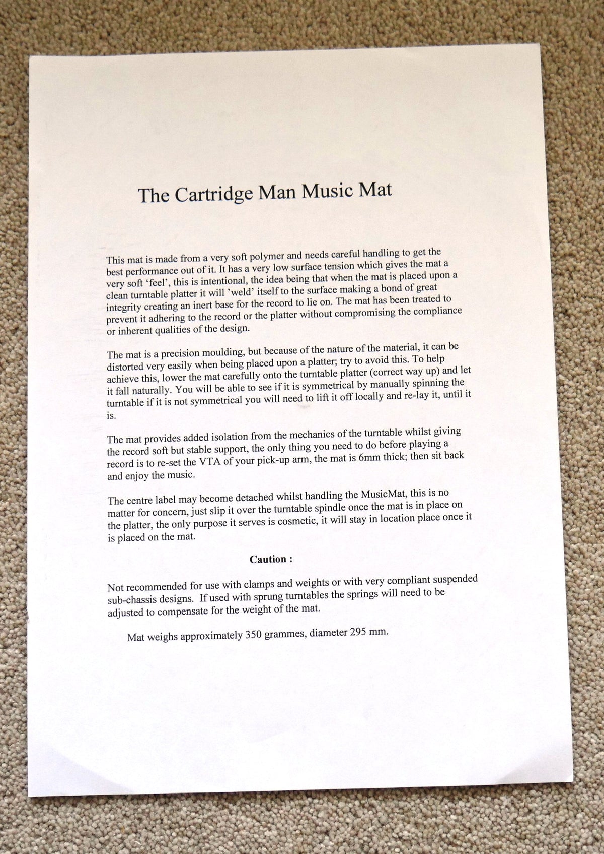 The Cartridge Man Music Mat